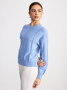 Aurora Maglia Girocollo con Dettagli Traforati