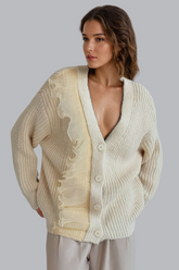 Luce - Cardigan in maglia con volant - Beige